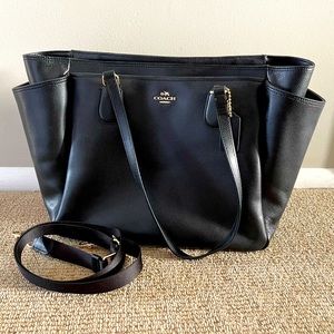 Coach Black Leather Diaper Bag